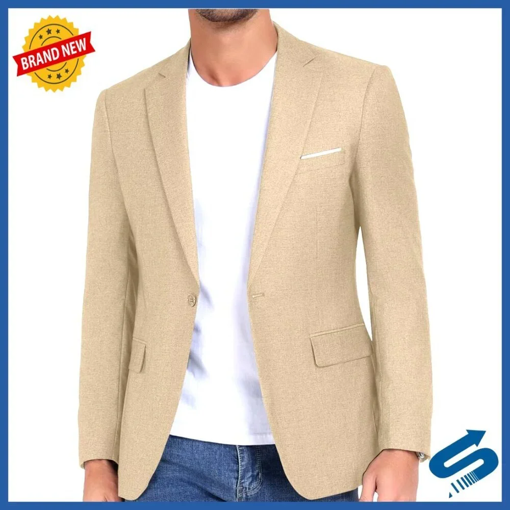 Lightweight Men's Blazer Sport Coat for Business Casual Wedding Travel